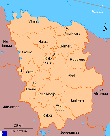 Bild vergrößern: Der Kreis Lääne Virumaa mit seinen Gemeinden und Städten